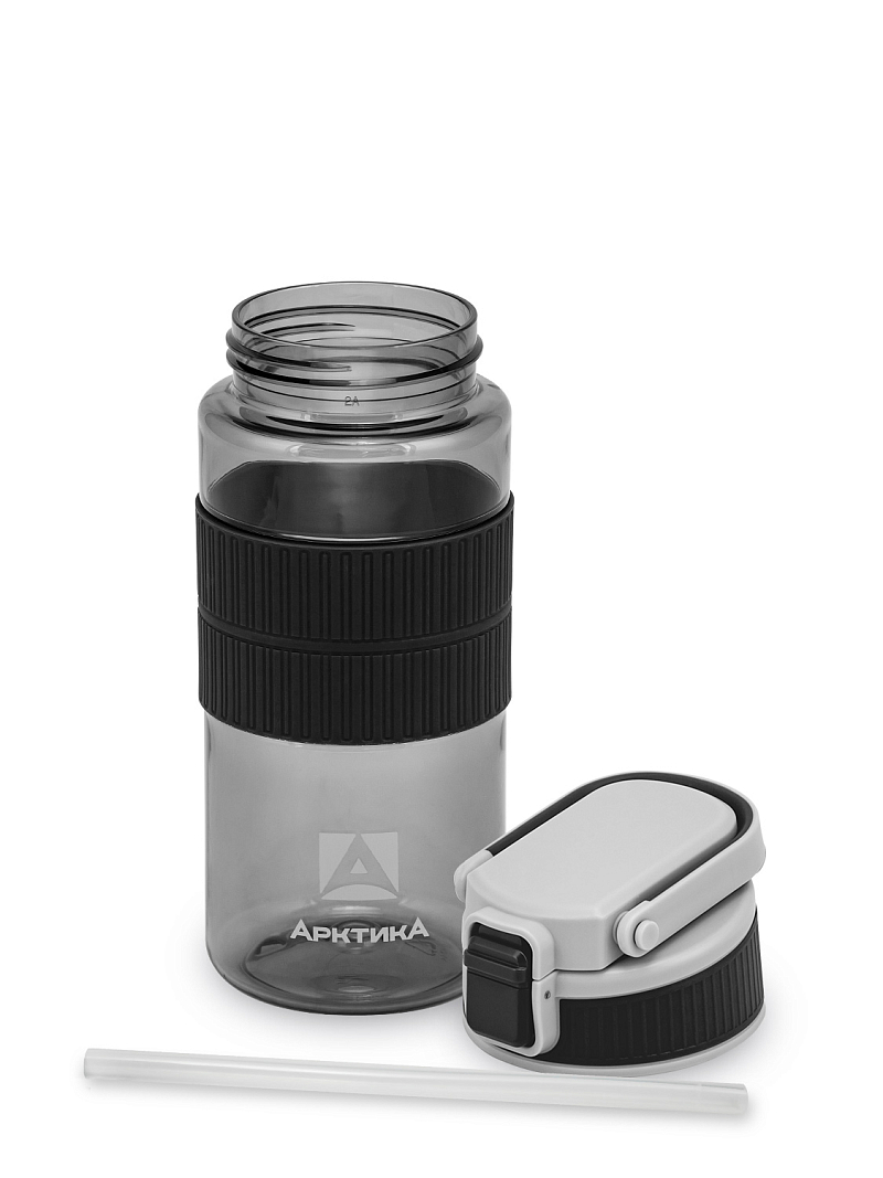 Тритановая бутылка 0.55л серии 722 чёрная с манжетом и питьевой трубочкой - 5