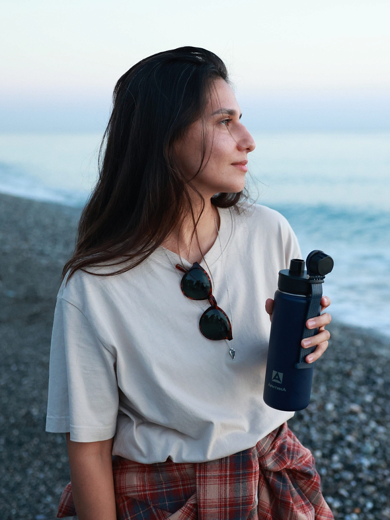 Термокружка 0.53л серии 708 синяя со спортивной крышкой - 4