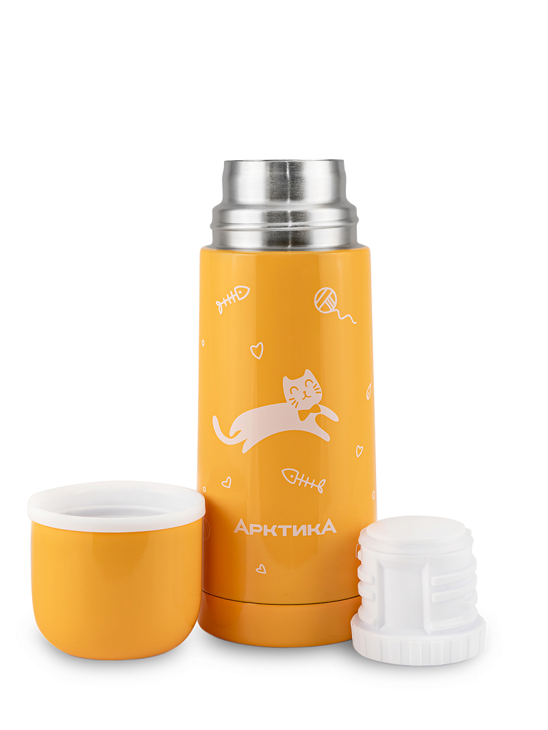 Термос 0.35л серии 102 жёлтый с узким горлом и рисунком - 3