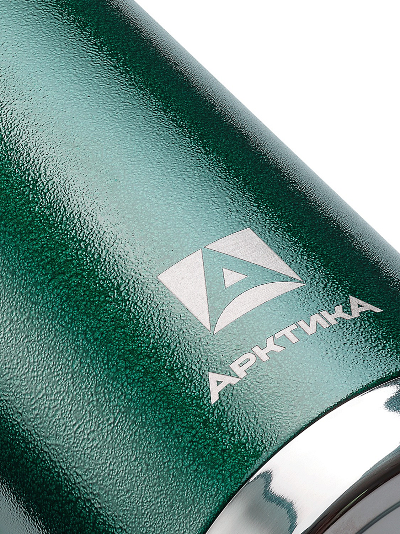 Термос 1.2л серии 106 зелёный с узким горлом и молотковой эмалью - 5