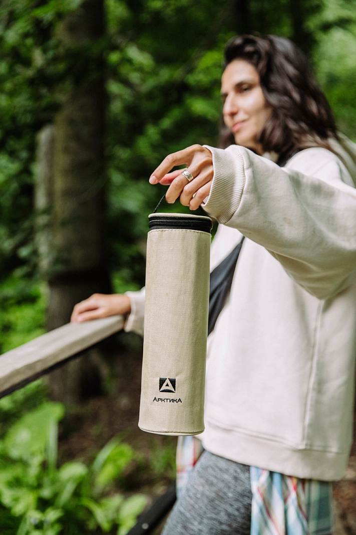 Термос 0.75л серии 101 стальной с узким горлом в чехле - 4