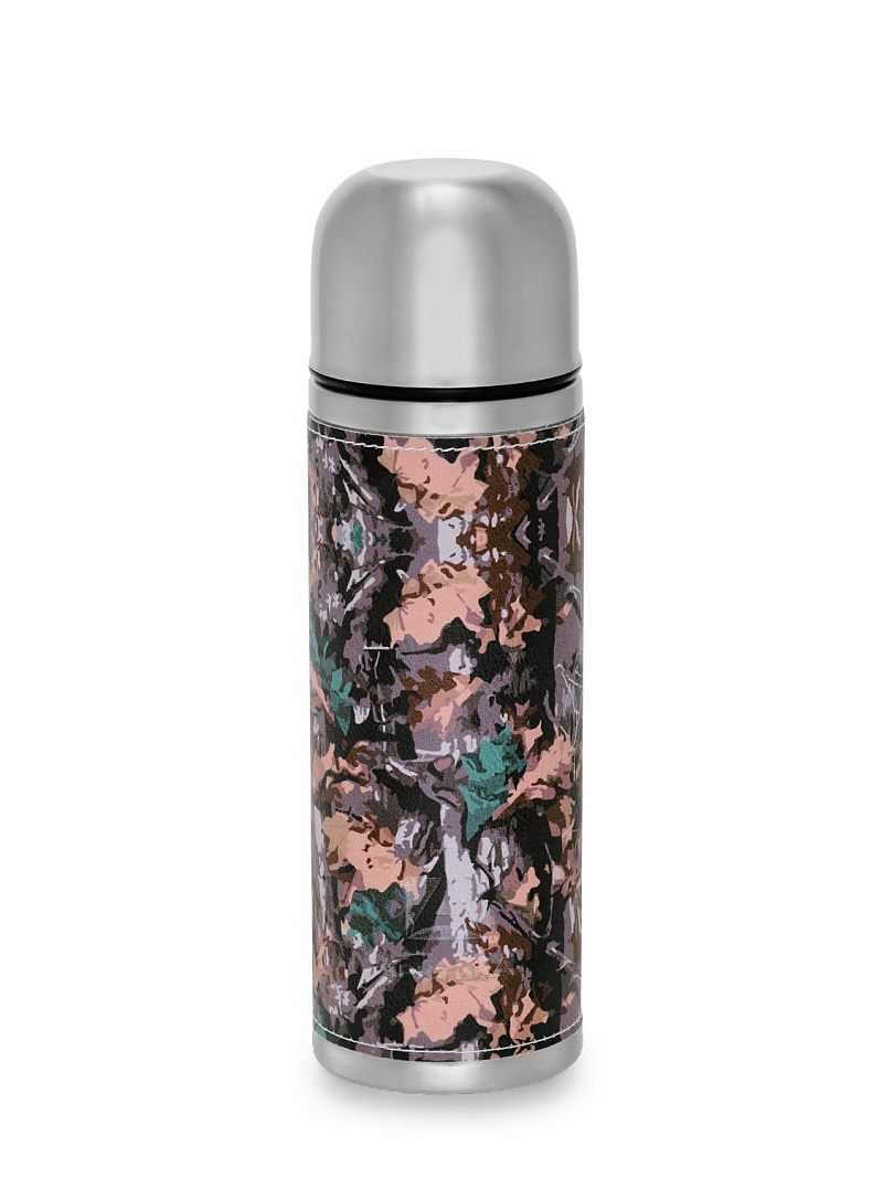 Термос 0.7л серии 108 с оплёткой из экокожи цвета хаки - 1