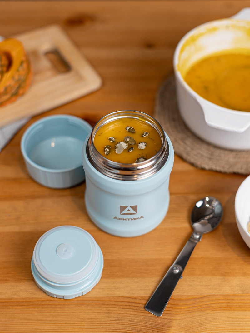 Термос 0.5л серии 311 для еды голубой компактный - 4