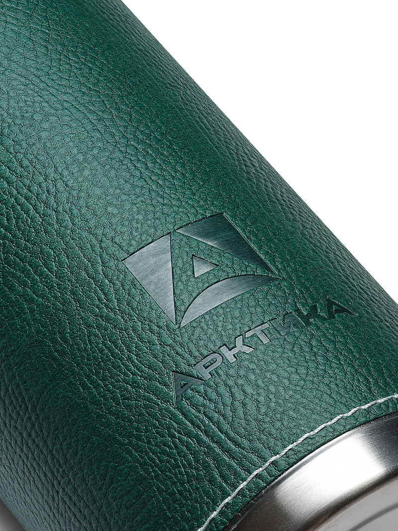 Термос 0.5л серии 108 с зелёной оплёткой из экокожи - 5