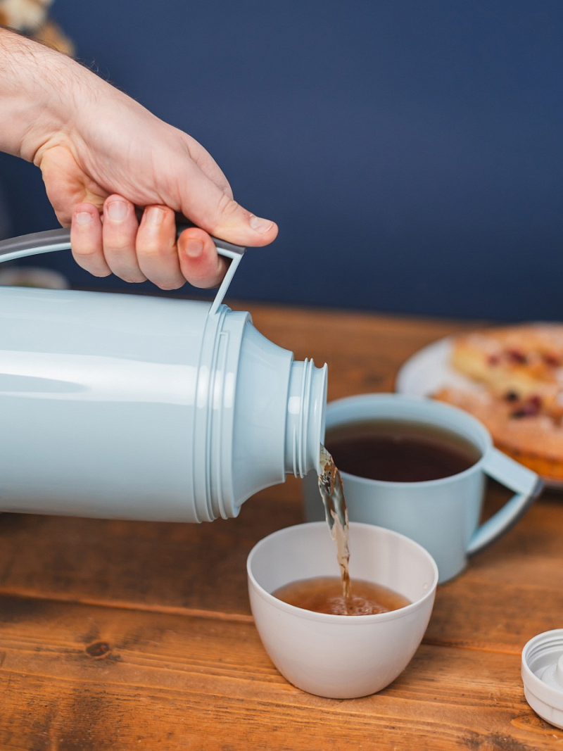 Термос 1л серии 1010 голубой стеклянный - 14