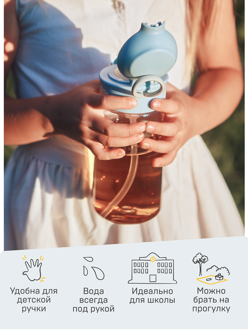 Тритановая бутылочка 0.45л серии 714 голубая детская - 9