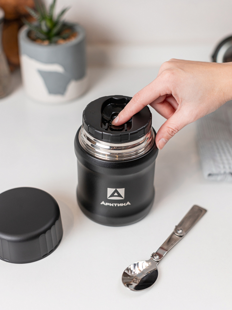 Термос 0.5л серии 311 для еды чёрный компактный - 4