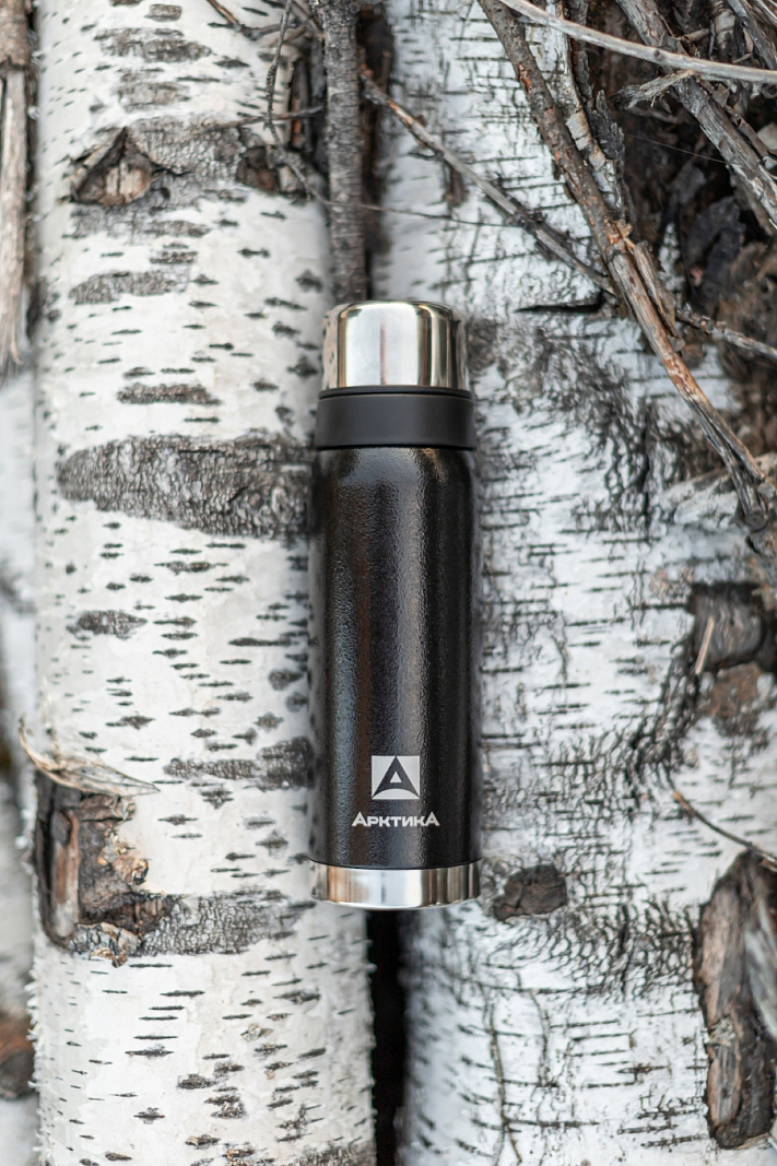 Термос 0.75л серии 106 чёрный с ситечком и молотковой эмалью - 2