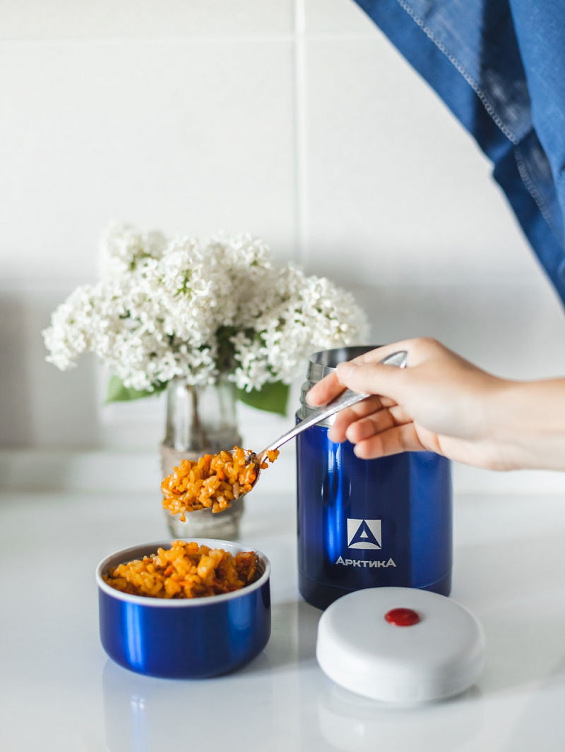 Термос 0.75л серии 302 синий с широким горлом - 4