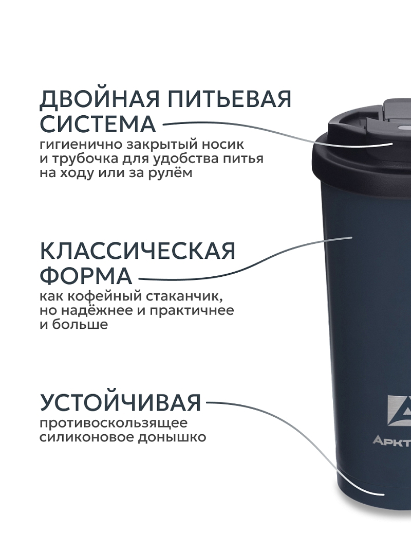 Термокружка 0.5л серии 714 «Индиго» с двойной питьевой системой - 3