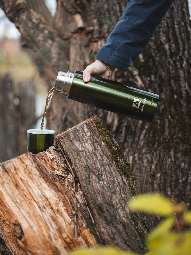 Термос 0.75л серии 102 болотный с узким горлом - 5