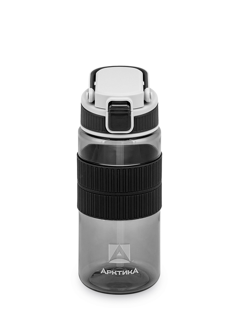 Тритановая бутылка 0.55л серии 722 чёрная с манжетом и питьевой трубочкой - 1