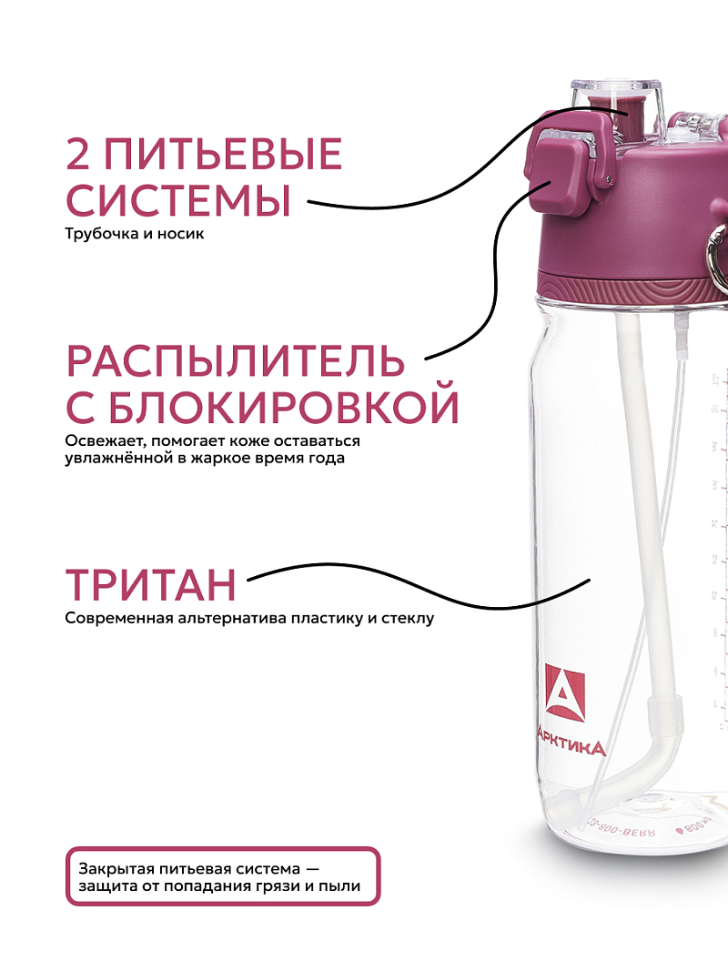 Тритановая бутылка 0.8л серии 723 «Вишня» с распылителем - 4