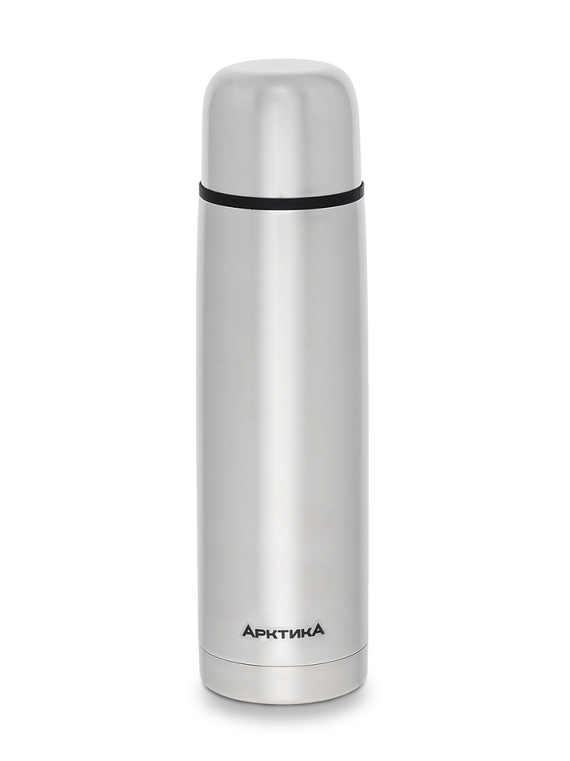 Термос 1л серии 101 стальной с узким горлом и съемным логотипом - 1