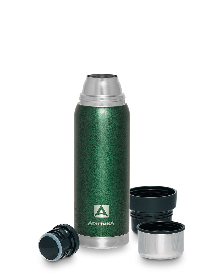 Термос 0.5л серии 106 зелёный с узким горлом и молотковой эмалью - 3