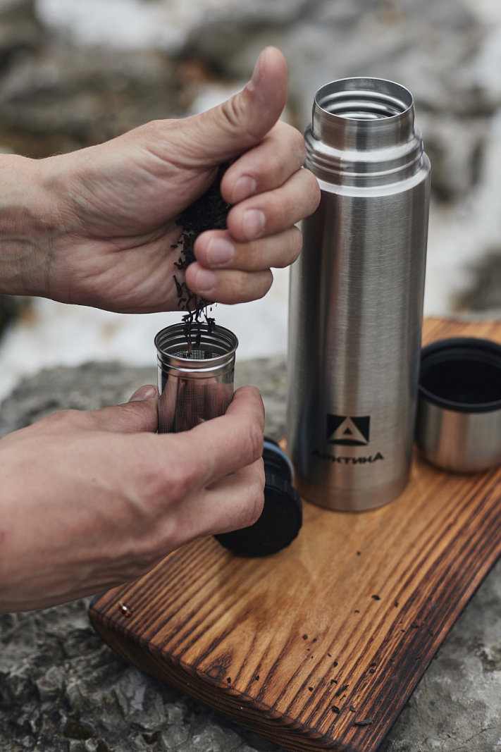 Термос 0.5л серии 101 стальной с узким горлом и пробкой с ситом - 3