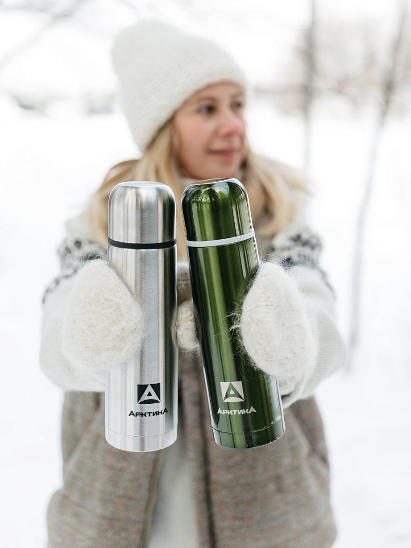 Термос 0.5л серии 102 болотный с узким горлом - 2