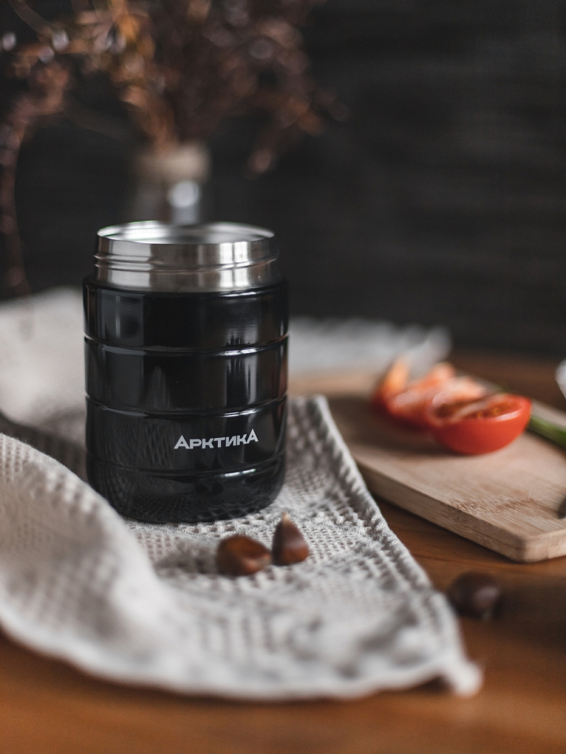 Термос 0.48л серии 307 для еды чёрный компактный - 2