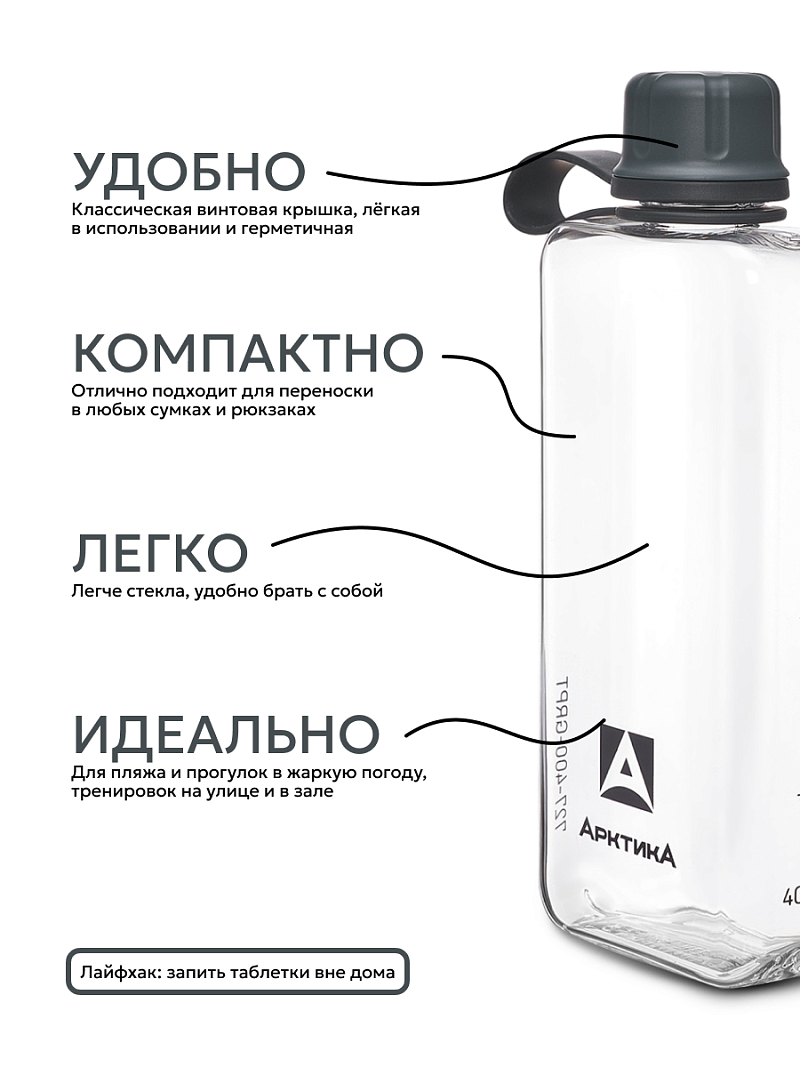 Тритановая бутылка 0.4л серии 727 «Графит» - 4