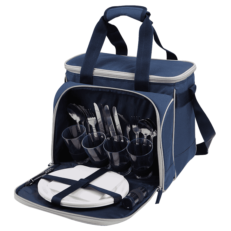 Сумка-холодильник серии 4100 синяя с набором посуды на 4 человека - 2
