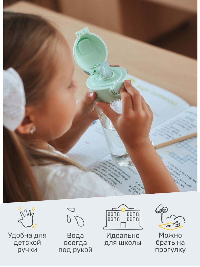 Тритановая бутылочка 0.45л серии 714 мятная детская - 3