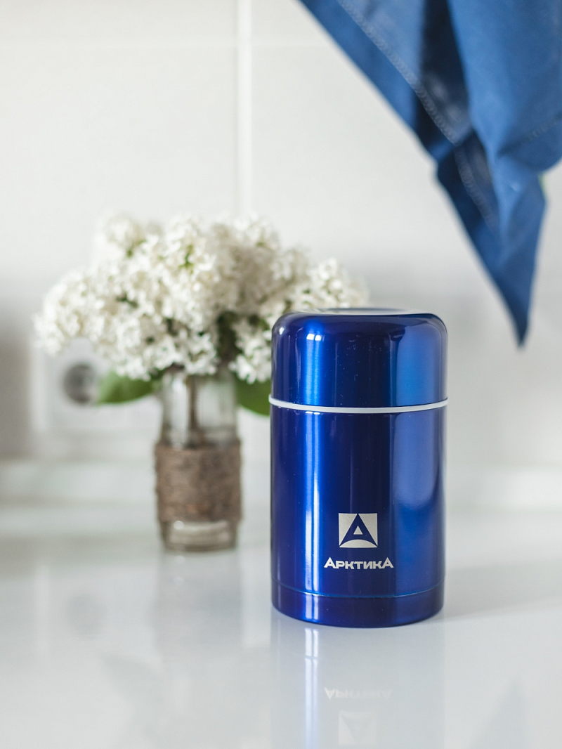 Термос 0.75л серии 302 синий с широким горлом - 2