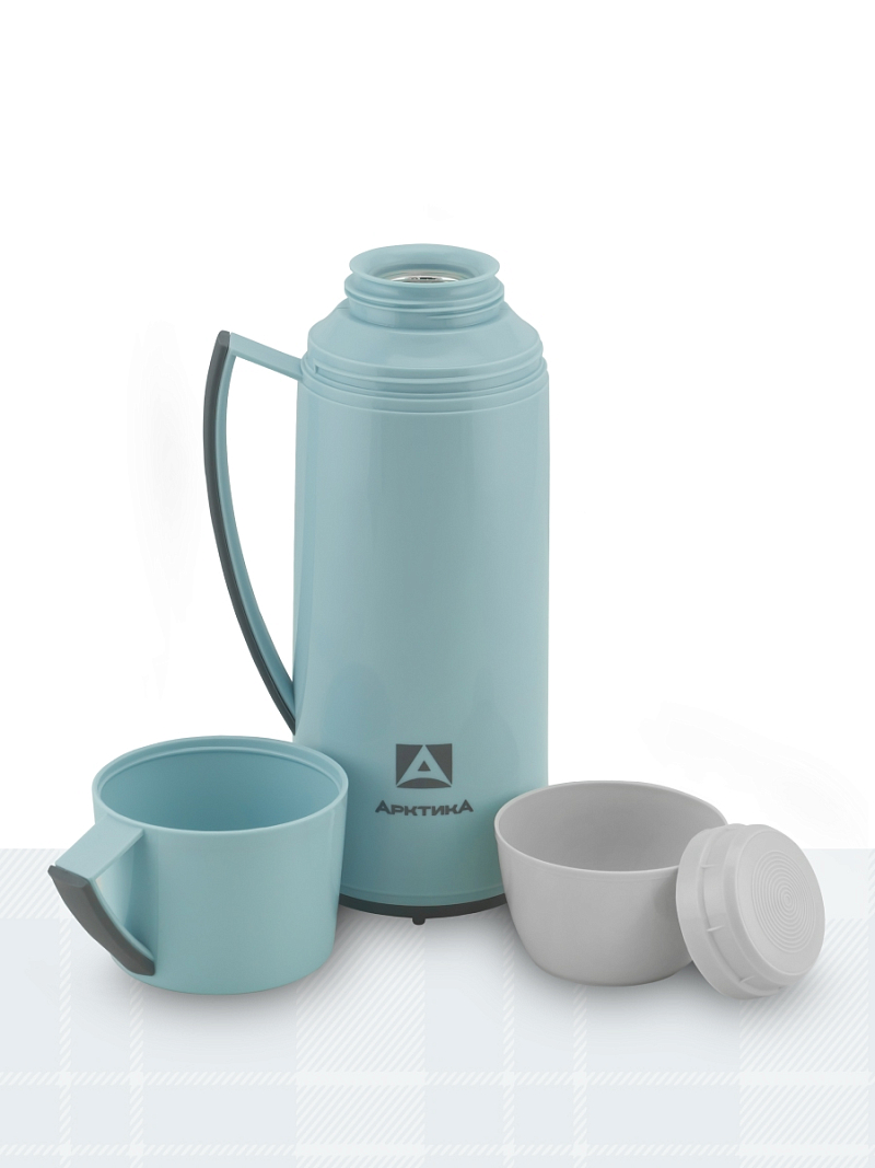 Термос 1л серии 1010 голубой стеклянный - 2