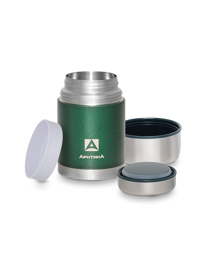 Термос 0.8л серии 306 зелёный с чехлом и складной ложкой - 3