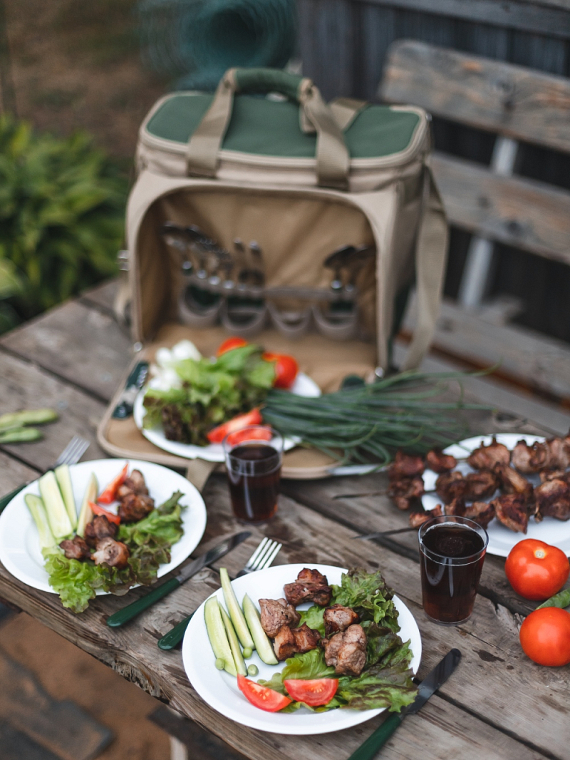 Сумка-холодильник серии 4100 зелёная с набором посуды на 4 человека - 4