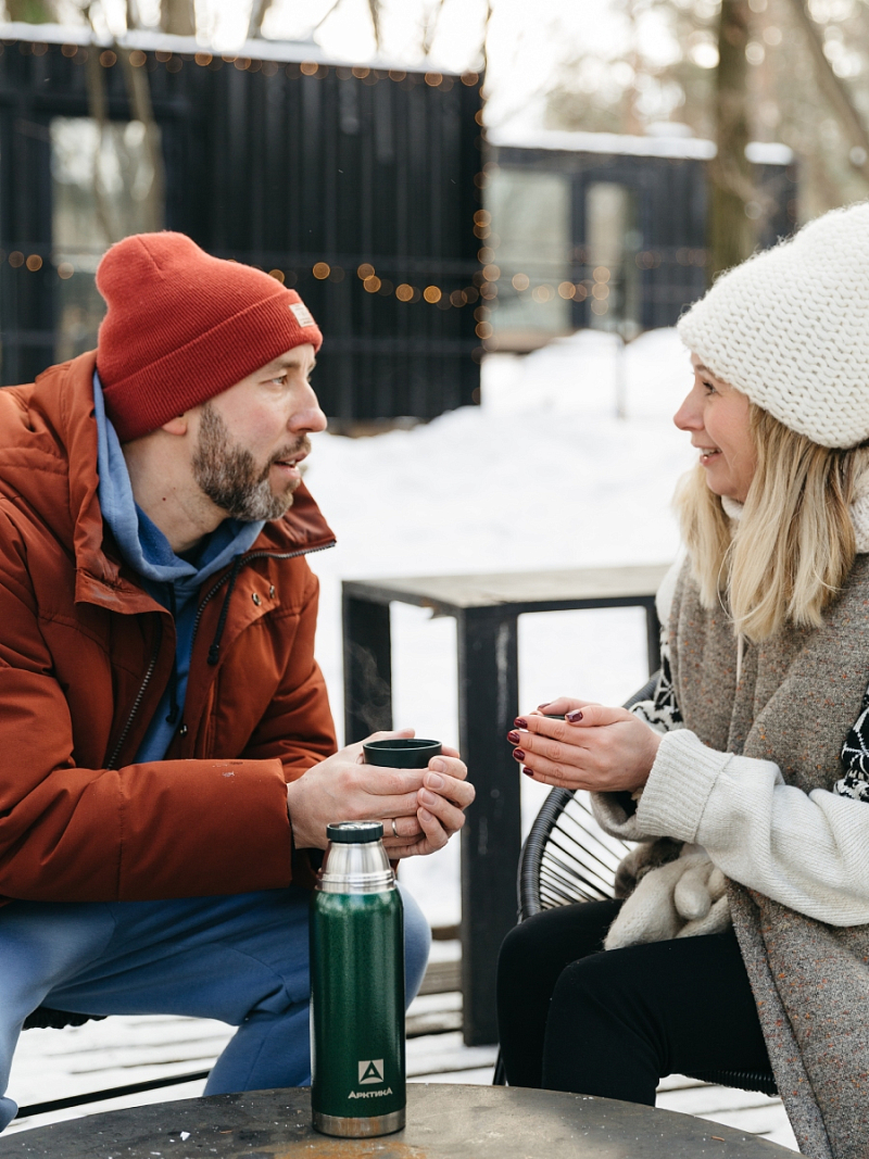 Термос серии 106 на 0.75л зелёный с ситечком и молотковой эмалью - 6