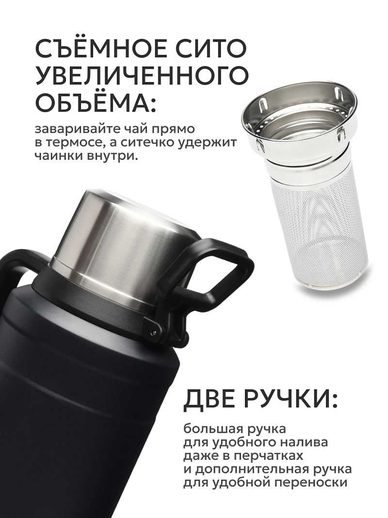 Термос 3.5л серии 206 чёрный с ситечком - 3