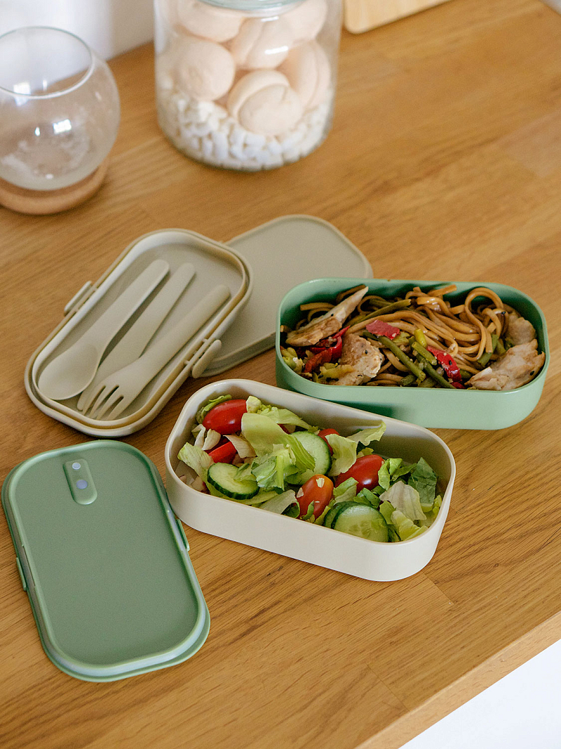 Ланч-бокс 1.35л серии 031 зелёный с двумя контейнерами - 12