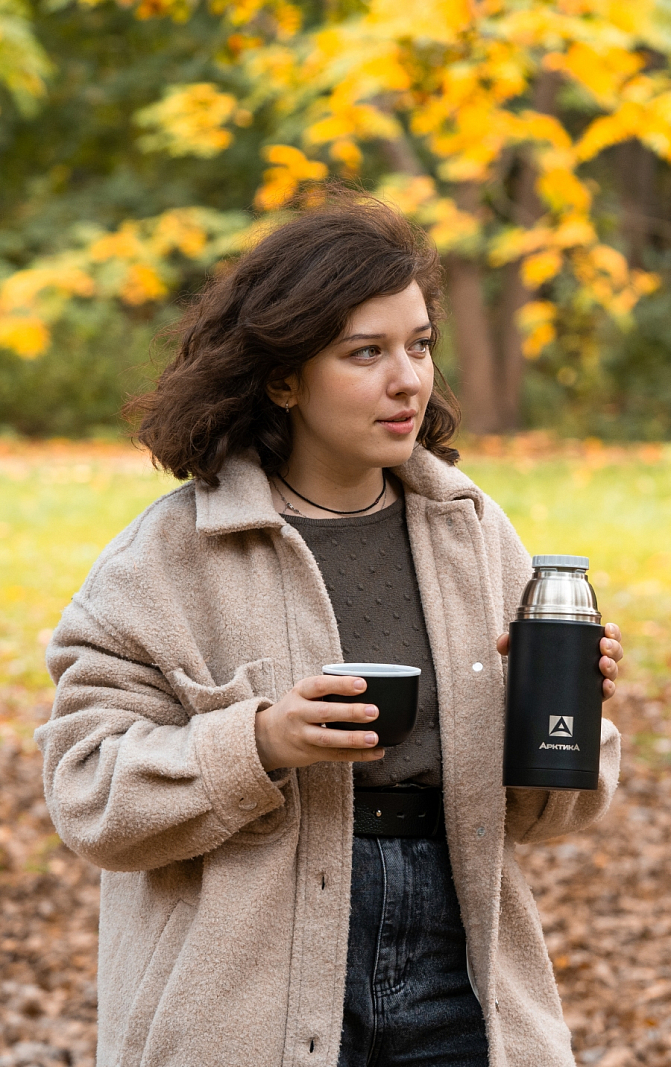 Термос 0.75л серии 105 чёрный с узким горлом - 2