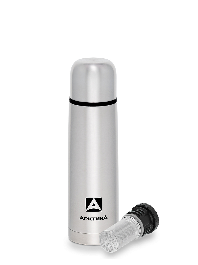 Термос 0.5л серии 101 стальной с узким горлом и пробкой с ситом - 1