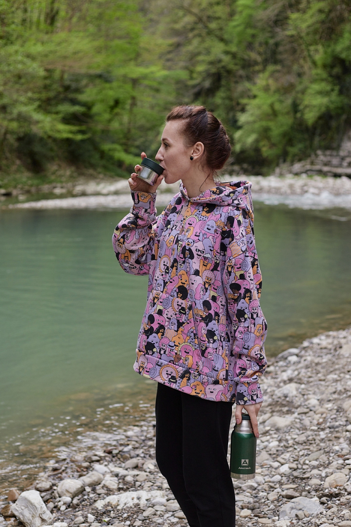 Термос 0.5л серии 106 зелёный с узким горлом и молотковой эмалью - 2