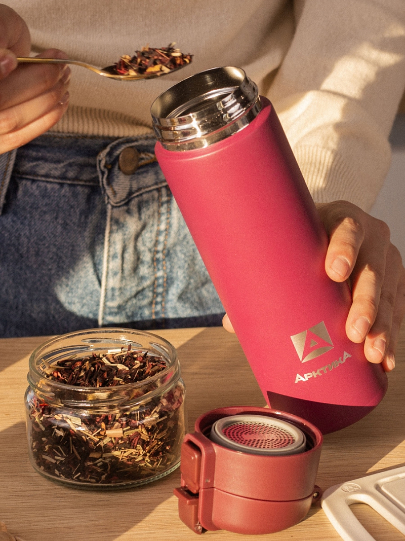 Термокружка 0.47л серии 703 «Вишня» с ситечком (уценка) - 6