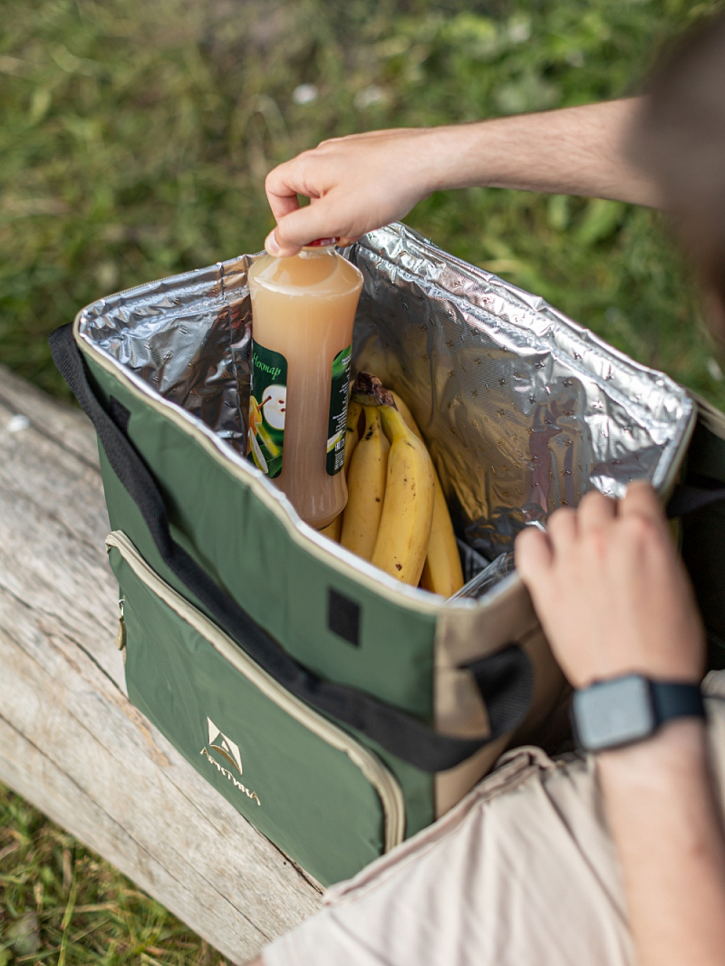 Термосумка-холодильник 30л серии 3001 зелёная с люком - 8
