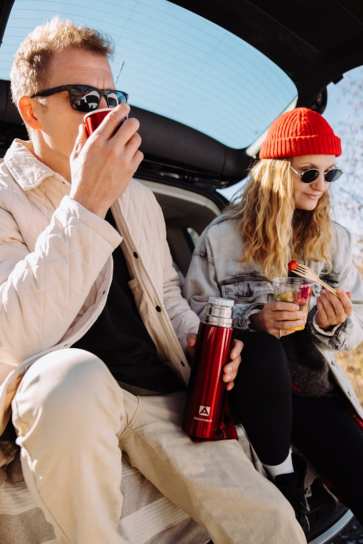 Термос 0.75л серии 102 красный с узким горлом - 2