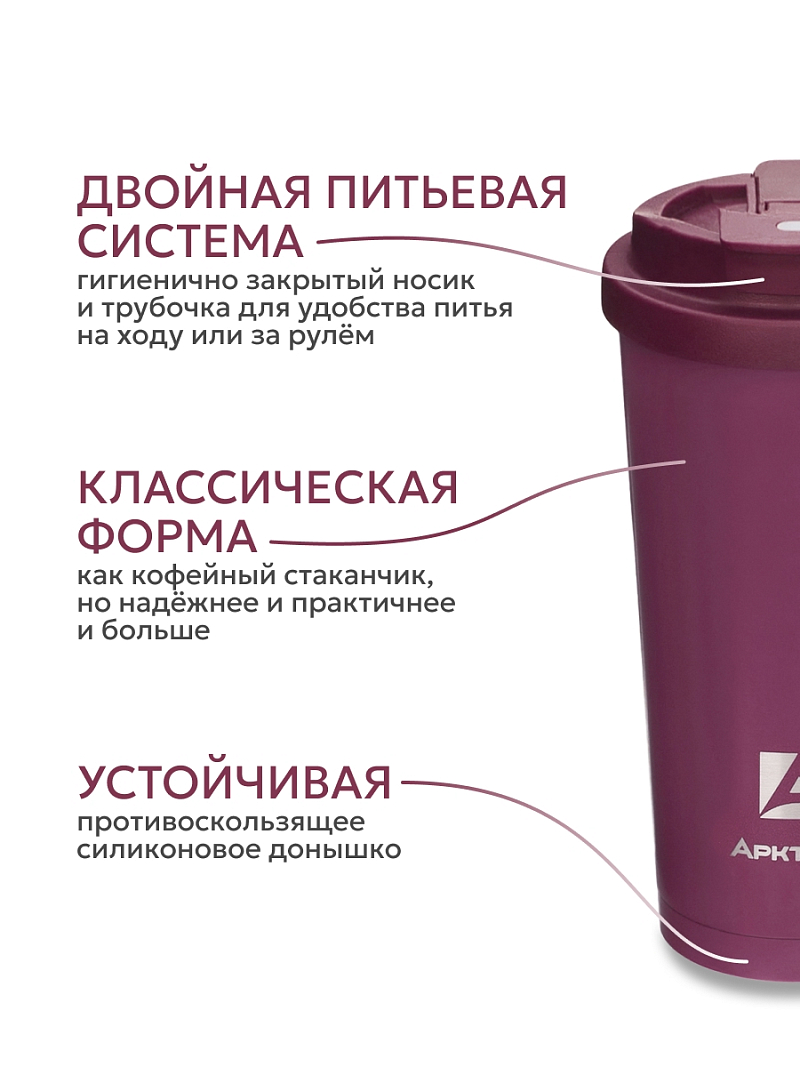 Термокружка 0.5л серии 714 «Вишня» с двойной питьевой системой - 3