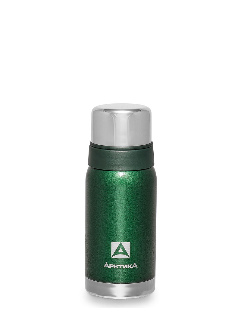 Термос 0.5л серии 106 зелёный с узким горлом и молотковой эмалью - 1