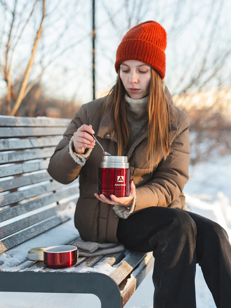 Термос 0.5л серии 302 красный с широким горлом - 4