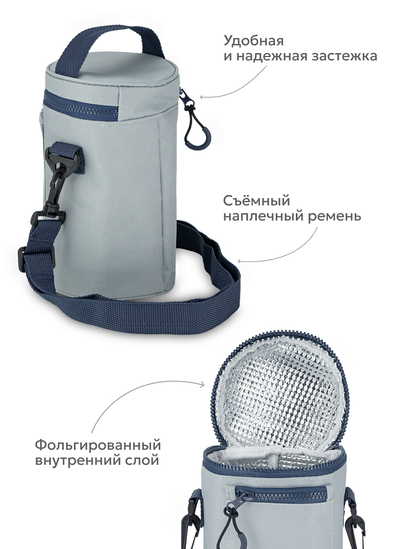 Серый термочехол для термоса для еды на 1л - 5