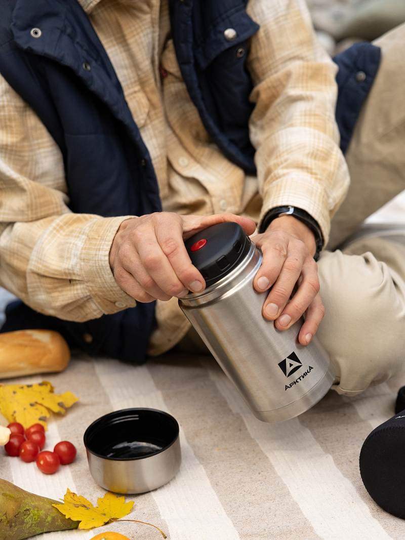 Термос 1л серии 301 для еды стальной с широким горлом - 4