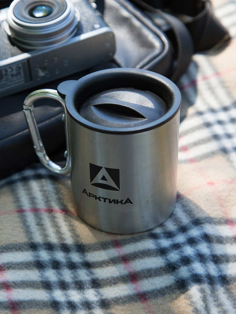 Термокружка 0.4л серии 801 стальная с ручкой-карабином  - 2