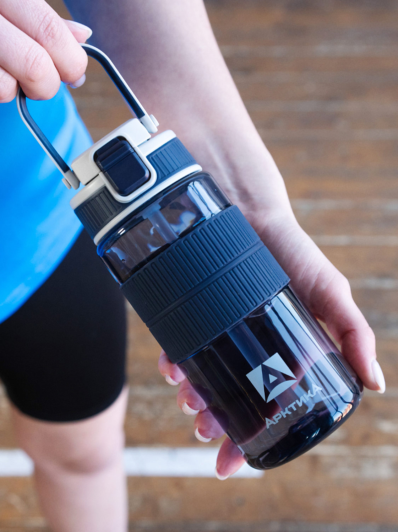 Тритановая бутылка 0.55л серии 722 синяя с манжетом и питьевой трубочкой - 4