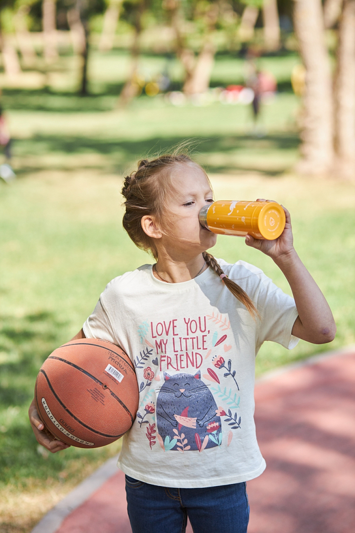 Термос 0.35л серии 102 жёлтый с узким горлом и рисунком - 6