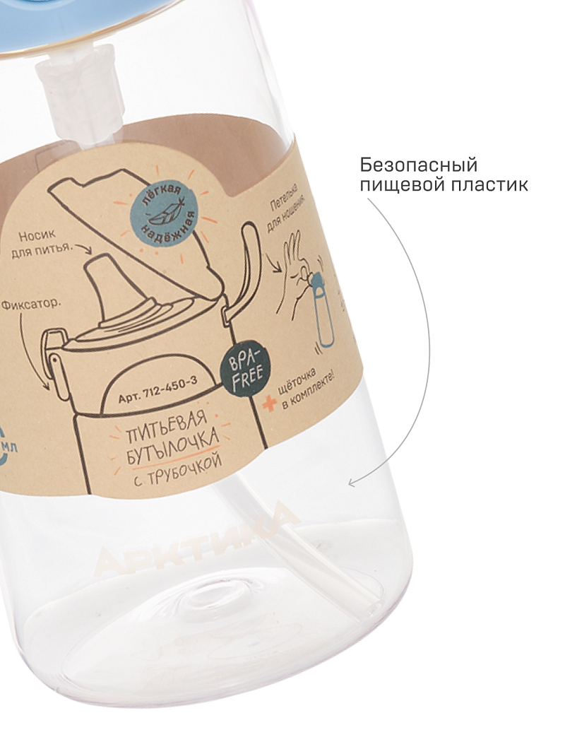 Тритановая бутылочка 0.45л серии 714 голубая детская - 3
