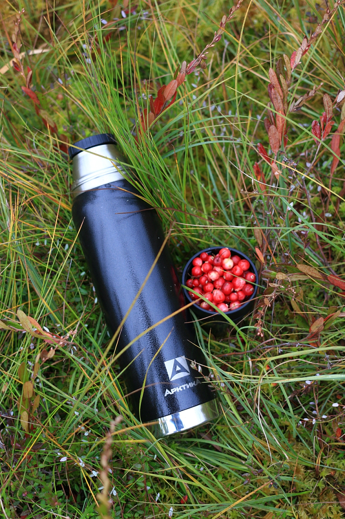 Термос 0.9л серии 106 чёрный с узким горлом и молотковой эмалью - 2