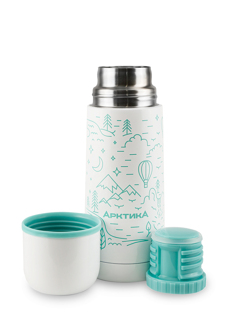 Термос 0.35 серии 102 белый с узким горлом и рисунком - 3