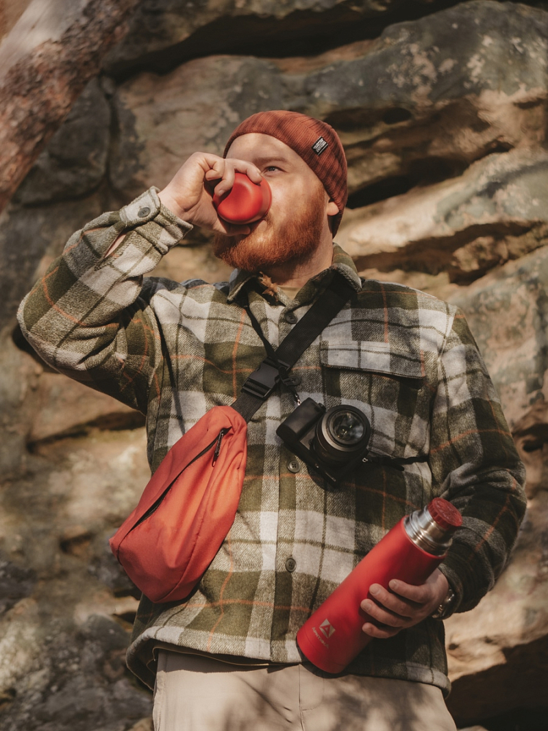 Термос 1л серии 101 «Гранат» текстурный с узким горлом - 6